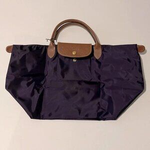 Black Longchamp Original Large Office Tote 2Way Canvas Office Shoulder Bag